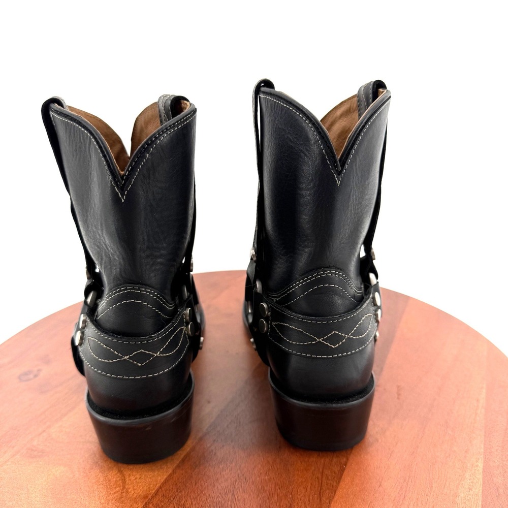 Frye BIlly Short Harness Boot Black Leather Pointed Toe Moto Western Women 8.5 B - Picture 5 of 11